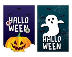 halloween tekenfilms in kaders reeks vector ontwerp