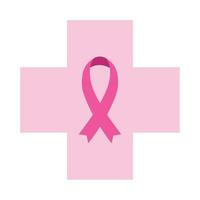 roze lint in kruis van borst kanker bewustzijn vector ontwerp