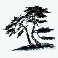 boom planten van Japan, waterverf illustratie. Aziatisch stijl voor afdrukken.traditioneel tuin van Japan, waterverf hand- geschilderd illustratie. vector