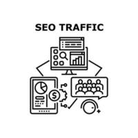 seo verkeer vector concept zwart illustratie