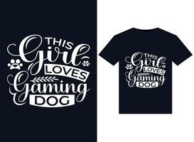 deze meisje liefdes gaming hond illustraties voor drukklare t-shirts ontwerp vector