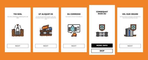 pijpleiding bouw onboarding pictogrammen reeks vector