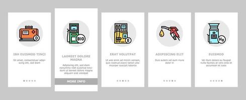 gas- station tanken uitrusting onboarding pictogrammen reeks vector