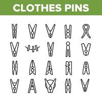 kleren pinnen bevestigingsmiddelen verzameling pictogrammen reeks vector