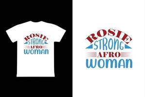 rosie sterk afro vrouw. vrouwen dag 8 maart t-shirt ontwerp sjabloon vector