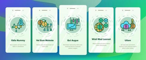 blockchain technologie, cryptogeld vector onboarding mobiel app bladzijde scherm