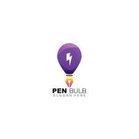 pen met lamp energie logo icoon ontwerp voor bedrijf vector