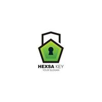 zeshoek sleutel ontwerp met huis veiligheid logo sjabloon vector