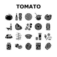 tomaat natuurlijk vitamine groente pictogrammen reeks vector