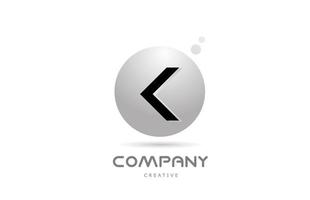 k 3d grijs gebied alfabet brief logo icoon ontwerp met punt. creatief sjabloon voor bedrijf en bedrijf vector