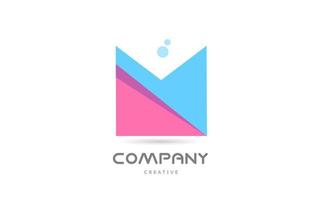 m roze blauw meetkundig alfabet brief logo icoon. creatief sjabloon voor bedrijf en bedrijf vector