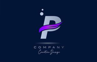 p Purper alfabet brief logo icoon met roze zucht. creatief sjabloon voor bedrijf en bedrijf vector