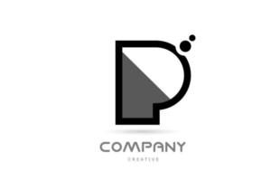p zwart wit meetkundig alfabet brief logo icoon met stippen. creatief sjabloon voor bedrijf en bedrijf vector