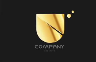 goud gouden meetkundig u alfabet brief logo icoon ontwerp. creatief sjabloon voor bedrijf en bedrijf en in geel kleur vector