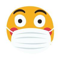 emoji gespoeld met medisch masker hand tekenen stijl vector