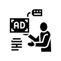 adverteerder van advertentie plaatsing glyph icoon vector illustratie