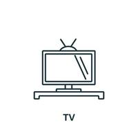 TV icoon van interieur verzameling. gemakkelijk lijn element TV symbool voor Sjablonen, web ontwerp en infographics vector