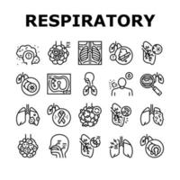 ademhalings ziekte verzameling pictogrammen reeks vector