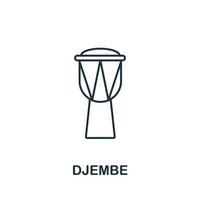 djembe icoon van muziek- verzameling. gemakkelijk lijn djembe icoon voor Sjablonen, web ontwerp en infographics vector