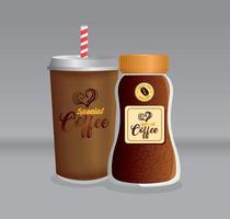 branding mockup koffie, zakelijke identiteit model, fles en beschikbaar koffie vector