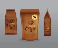 branding mockup koffie winkel, zakelijke identiteit model, ritssluiting pakket en Tassen papier van speciaal koffie vector