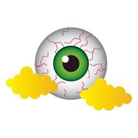 halloween oog tekenfilm met wolken vector ontwerp