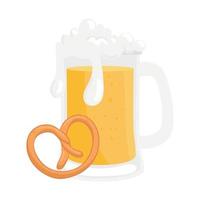 oktoberfeest zoute krakeling en bier glas vector ontwerp