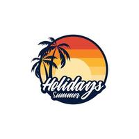 zomer strand tafereel logo ontwerp vector