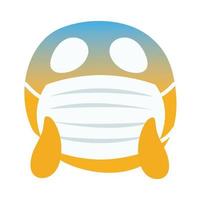 emoji bezorgd over het dragen van medische masker hand tekenen stijl vector