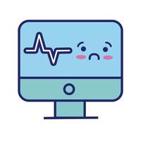 medische ekg machine cardiologie pulse kawaii lijnstijl vector