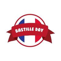 bastille dag belettering en lint hand tekenen stijl vector