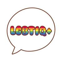 lgbtiq-acroniem in tekstballon met gay pride-kleuren vector