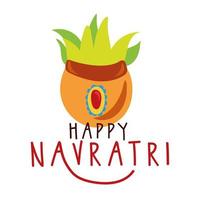 gelukkige navratri-viering met plant in keramische pot decoratieve vlakke stijl vector