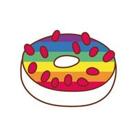 zoete donut met gay pride-kleuren vector