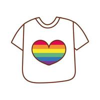 hart met gay pride-strepen op een t-shirt vector