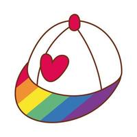 hart op pet met gay pride-kleuren op de rand vector