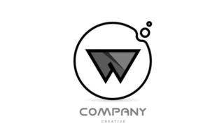 w zwart en wit meetkundig alfabet brief logo icoon met cirkel. creatief sjabloon voor bedrijf en bedrijf vector