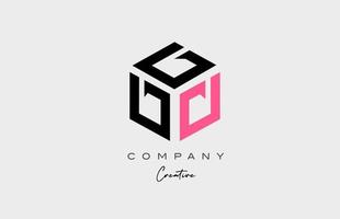 roze d drie brief alfabet brief logo icoon ontwerp. creatief sjabloon voor bedrijf en bedrijf vector