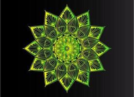 groen sier-, bloemen- en abstract arabesk mandala-ontwerp vector