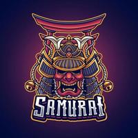 Japans samurai masker hoofd met torii poort illustratie vector