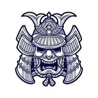 hand- getrokken van Japans samurai masker hoofd illustratie vector