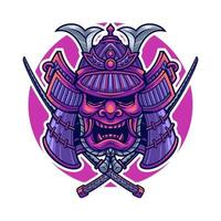 Japans samurai masker hoofd met katana illustratie vector