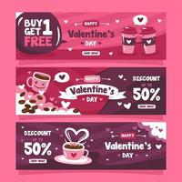 Valentijnsdag marketing banner voor coffeeshop vector