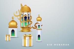 eid mubarak groet kaart achtergrond met Islamitisch ornament vector illustratie