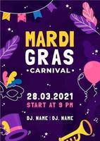 kleurrijke mardi gras poster sjabloon vector