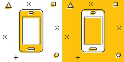 smartphone blanco scherm icoon in grappig stijl. mobiel telefoon tekenfilm vector illustratie Aan wit geïsoleerd achtergrond. telefoon plons effect bedrijf concept.