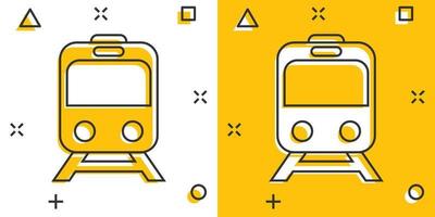 metro icoon in grappig stijl. trein metro tekenfilm vector illustratie Aan wit geïsoleerd achtergrond. spoorweg lading plons effect bedrijf concept.