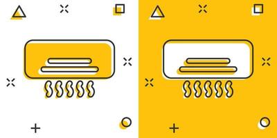 conditioner icoon in grappig stijl. koeler tekenfilm vector illustratie Aan wit geïsoleerd achtergrond. verkoudheid klimaat plons effect bedrijf concept.