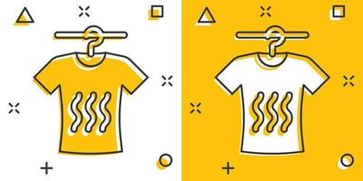 t-shirt het wassen icoon in grappig stijl. kleren droog tekenfilm vector illustratie Aan wit geïsoleerd achtergrond. overhemd wasserij plons effect bedrijf concept.