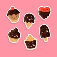 schattige chocoladestickers vector